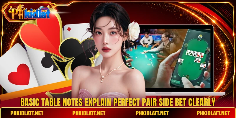 Basic table notes explain perfect pair side bet clearly