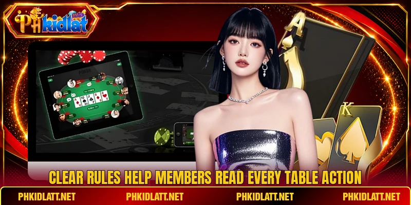 Clear rules help members read every table action Clear rules help members read every table action