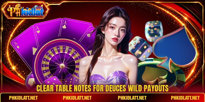 Clear table notes for deuces wild payouts Clear table notes for deuces wild payouts