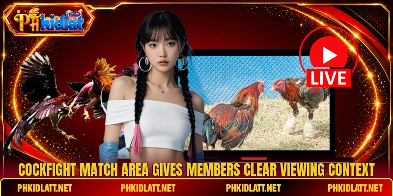 Cockfight match area gives members clear viewing context