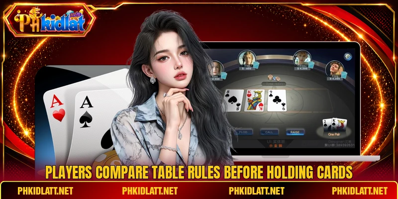 Players compare table rules before holding cards