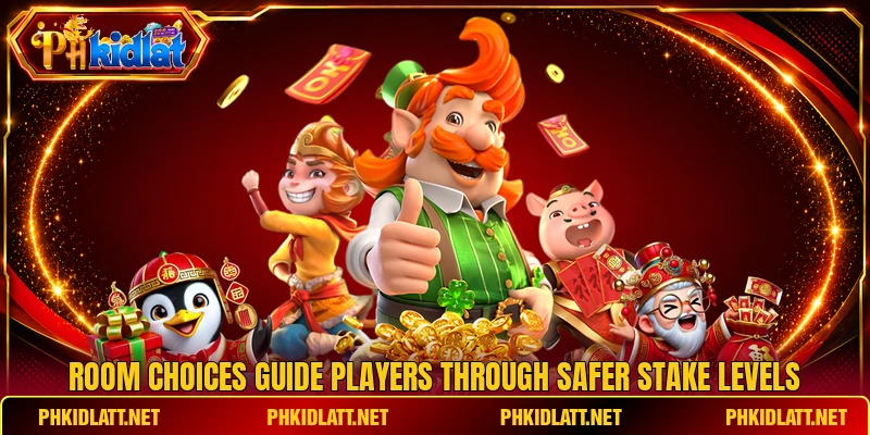 Room choices guide players through safer stake levels
