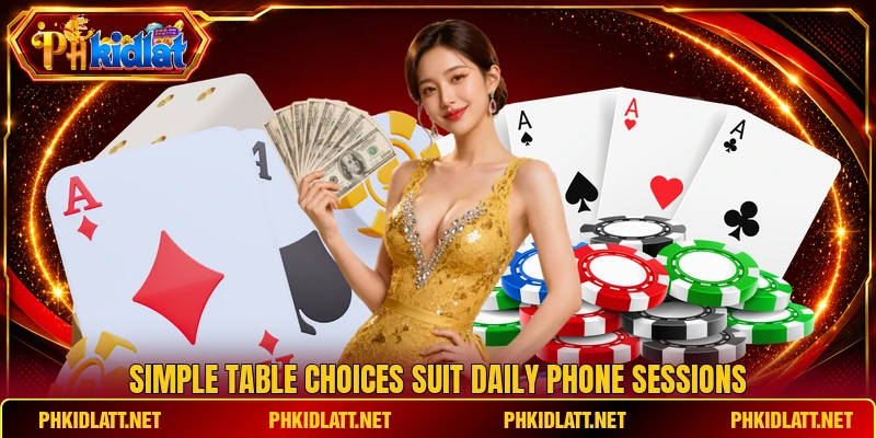 Simple table choices suit daily phone sessions