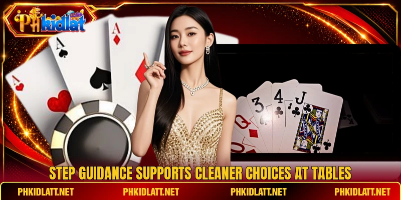 Step guidance supports cleaner choices at tables Step guidance supports cleaner choices at tables